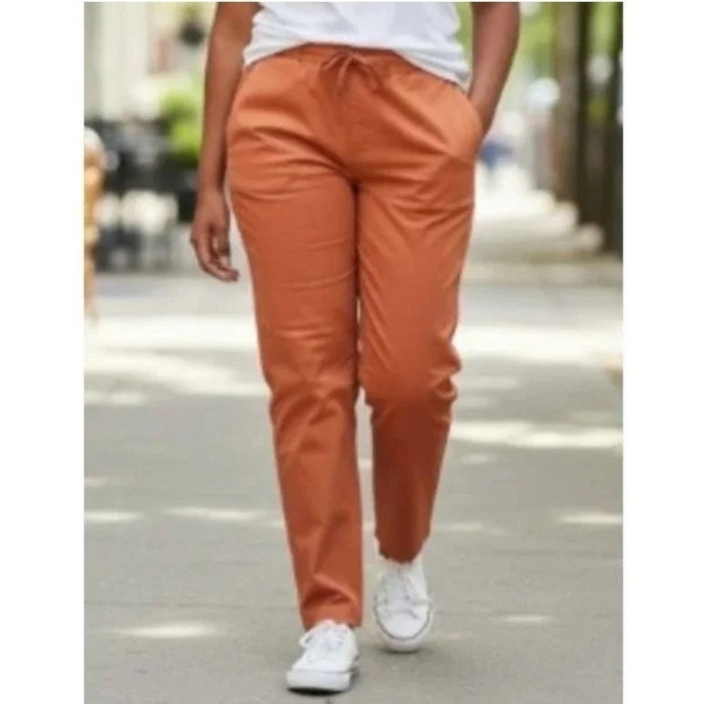 Wildfang Essential Drawstring Pants Terracotta Orange Cotton Blend NWT Small